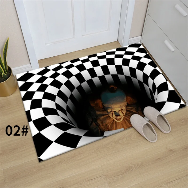 

Trap Vision Rug Living Room Bedroom Rug Sewer Manhole Cover Clown Pumpkin Skull Horror Rug Bathroom Anti-Slip Mat