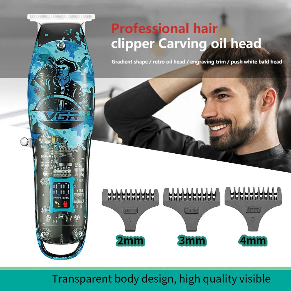 VGR Cordless Professional Hair Clipper Rechargeable Hair Trimmer For Men Shaver Beard Trimmer Barber Kit Hair Cutting Machine