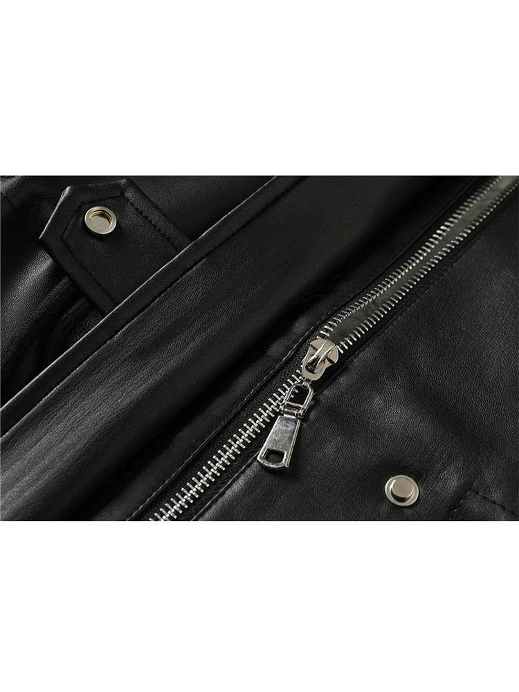 MOLAN Fur Leather Winter Woman Warm Coat  Thick Fashion Loose Long Sleeve Locomotive Loose Jacket Female Chic Outwear