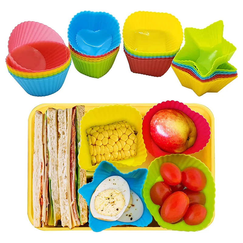 

4 Pcs Silicone Lunch Box Dividers, Bento Bundle Lunch Box Dividers For Kids Lunch Accessories
