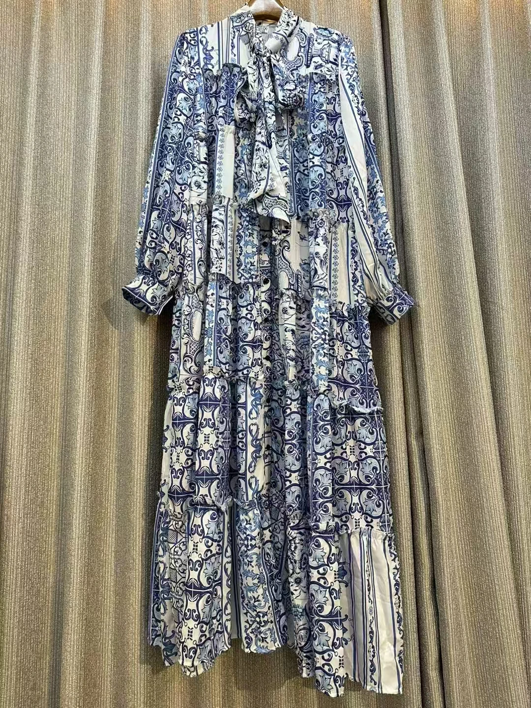 Женское подиумное модное осеннее повседневное свободное платье с длинным