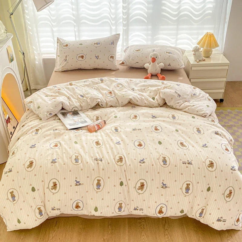 czuć głowy z motywem niedźwiedzia kreskówkowego poszwa na kołdrę nadrukami roślinnymi dla dorosłych i dzieci miękka przyjazna skóry