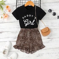 girls english print top leopard print pants set kids boutique clothing wholesale toddler girl clothes kids clothes girls