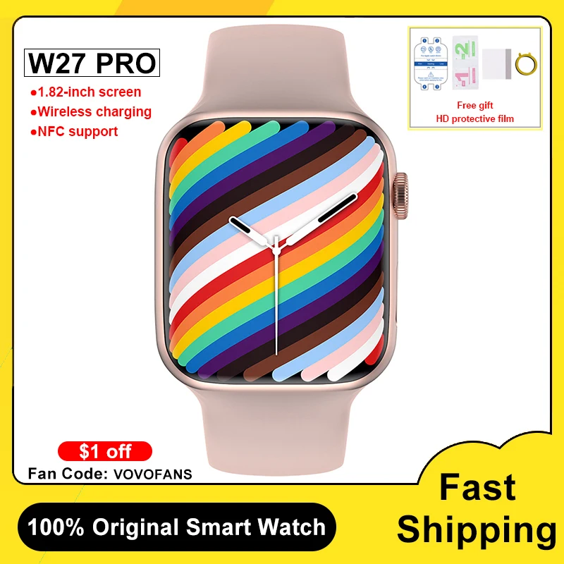 Смарт-часы IWO13 NFC W27 Pro Series 7 водонепроницаемые умные часы с Bluetooth IP68 для Apple Android PK DT7