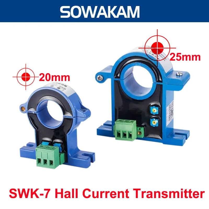 

SWK-7 AC0-1000A Hall Current Transmitter 4-20mA 0-5V 0-10V RS485 Output Open Loop Split Core Current Transducer SOWAKAM