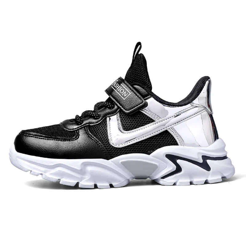 

Детская обувь, кроссовки для мальчиков, модный дизайн, массивные черные, белые спортивные кроссовки для бега, детская теннисная обувь для ма...