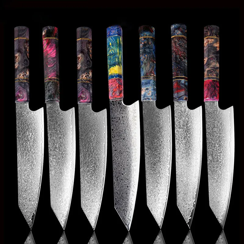 

Chef's Knife 67 Layers Japanese Damascus Steel Damascus Chef Knife 8 Inch Damascus Kitchen Knife Solidified Wood