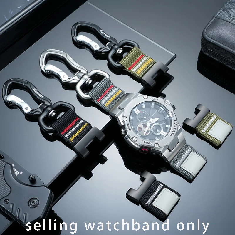 Фото Для Casio GST-W300G H13B100 серия задняя часть Flying Bite Mouth быстросъемное подвесное кольцо нейлоновый ремешок для часов DIY холст ремешок для часов №1