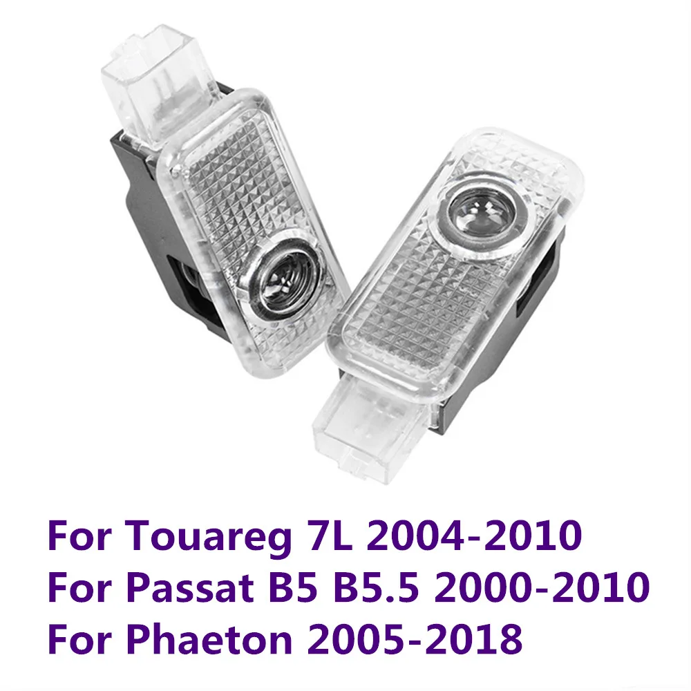 

2X светодиодный проектор с логотипом приветствия двери автомобиля, лампочки призрачного теня, аксессуары для VW Touareg 7L 2004-2010 Passat B5 B5.5 Phaeton