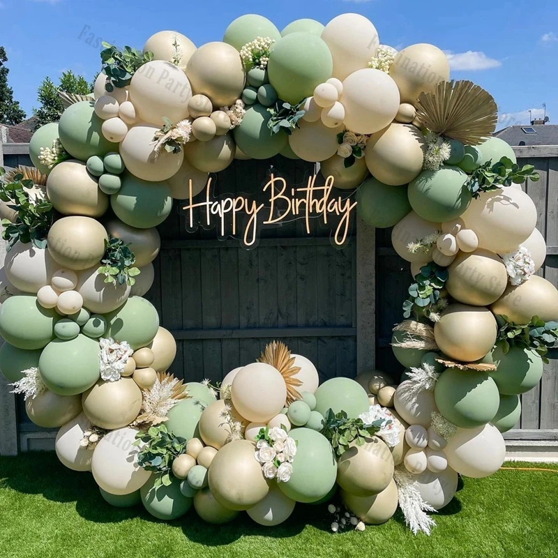 

Гирлянда с зелеными воздушными шарами, свадебный набор с кремом и персиком, украшение для свадьбы, дня рождения, праздника невесты