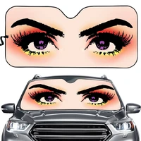 new fashion 3d funny eyes design car accessories fold up sunshade for windshields uv sun front windshield sunshade
