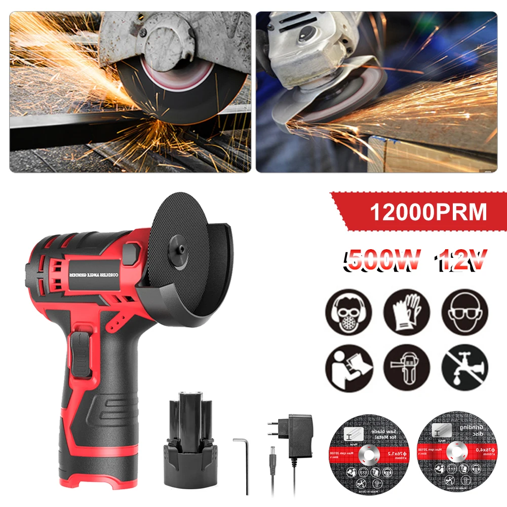 

12V Brush Angle Grinder Cutting Disc 12000Rpm 3 Inch Mini Polishing Machine Diamond Cutting Grinder