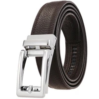 high quality automatic buckle head layer cowhide lychee pattern belt business casual mens luxury trend simple design belt p3981