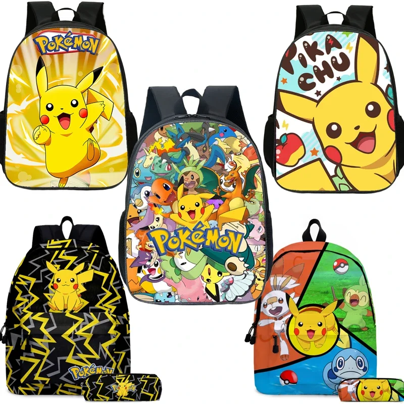 

Pikachu Canvas Backpack Anime Pokemon Cartoon 16inches Students Shoulders Bag Pocket Monster Haunter Schoolbags Laptop Bags Gift