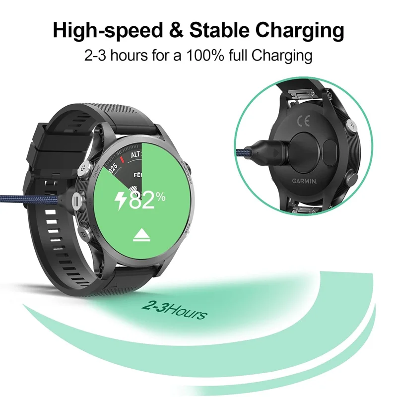 USB плетеный кабель для зарядного устройства Garmin Fenix 8 7 7S 7X 6 6S 6X 5 5S Venu 2 Forerunner 745 955 945