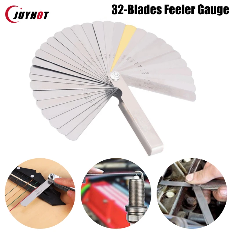 32 Blades Feeler Gauge Metric Thickness Gage Tappet Valve Feeler Gauges Gap Filler Measuring Tool Measurment Range 0.04-0.88mm