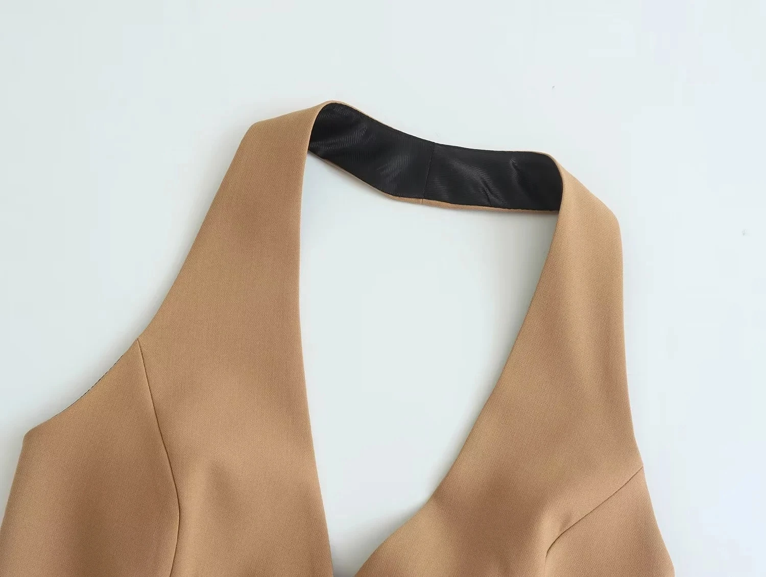 Maxdutti French Style Fashion Tops Halter Suits Vest Champagne Casual Sleeveless Blazers Women