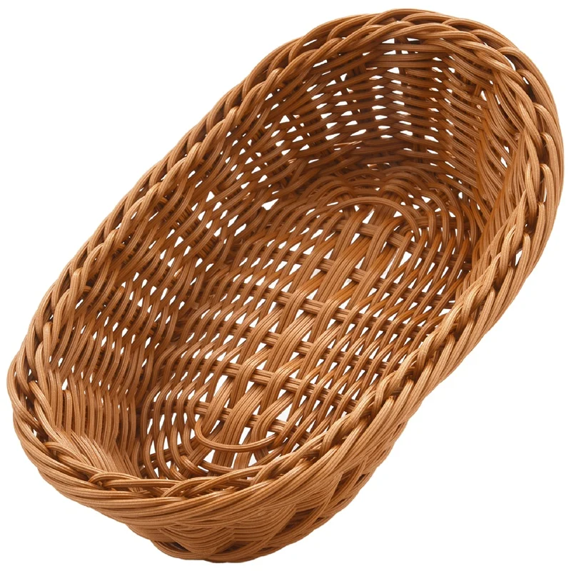 

Oval Wicker Woven Bread Basket, 10.2Inch Storage Basket For Food Fruit Cosmetic Storage Tabletop And Bathroom