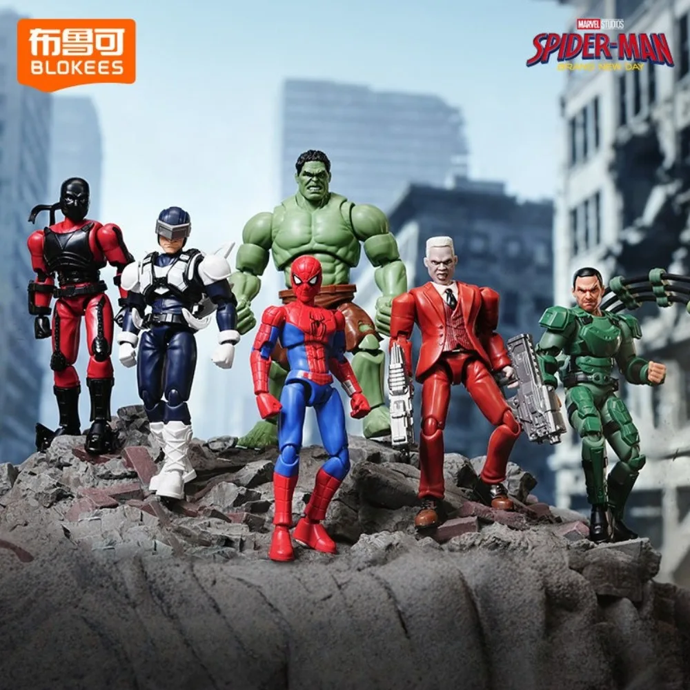 Фото BLOKEES Spider Man Brand New Day Champion Class Lite Blind Box Action Figures Hulk Punisher Assembly Anime Mystery Box Toys Gift №1