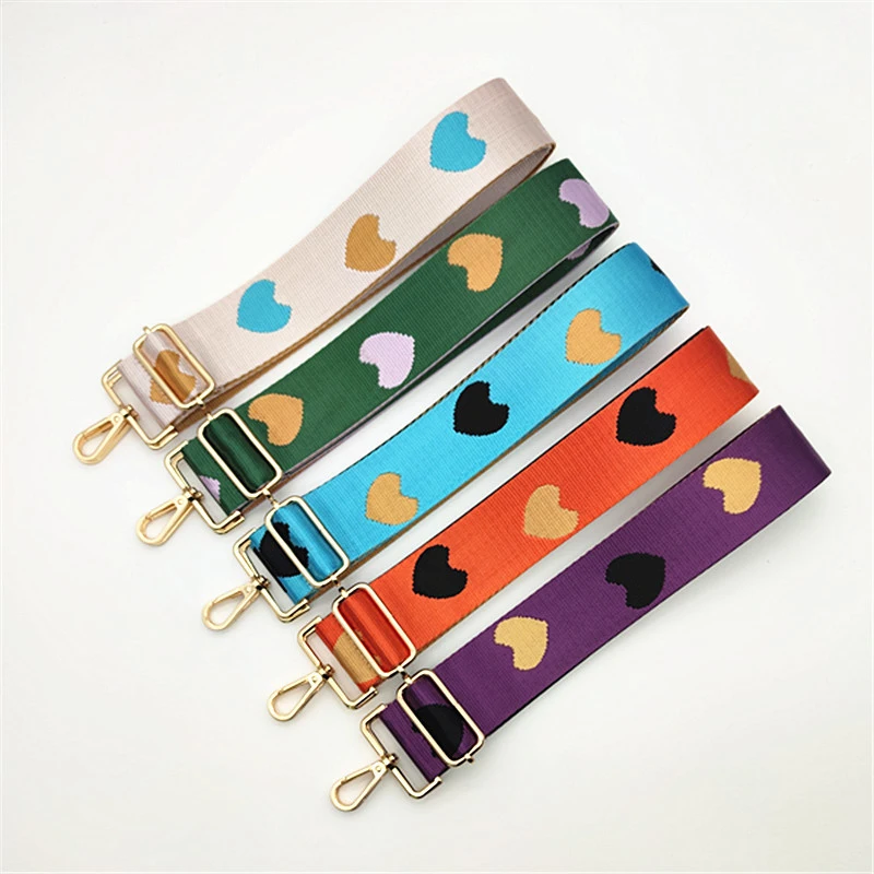 

130cm Adjustable Bag Strap Heart Print Handbag Belt Cross Body 5cm Wide Shoulder Strap Replacement Handles Bags Part Accessories