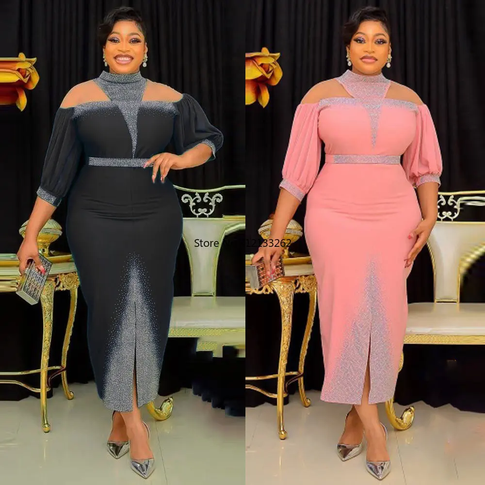 

African Women Plus Size Evening Dresses Dubai Turkey Bodycon Gown Wedding Party Dress Robe Africaine Femme 2022 Nouveauté