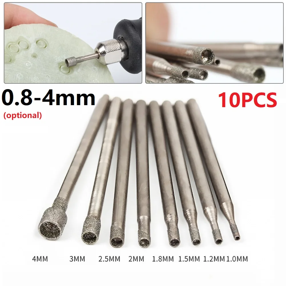 

10Pc 0.8-4mm Rotary Diamond Burr Core Drill Bit Engraving 2.35mm For Glass Tile Diamond Sleeve Shape Drill Bit Tools Parts