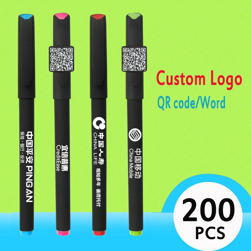 200Pcs/lot Signature Pen Orb Pen Customized Advertising Pen Phone number QR code printing Custom LOGO Stationery Wholesale