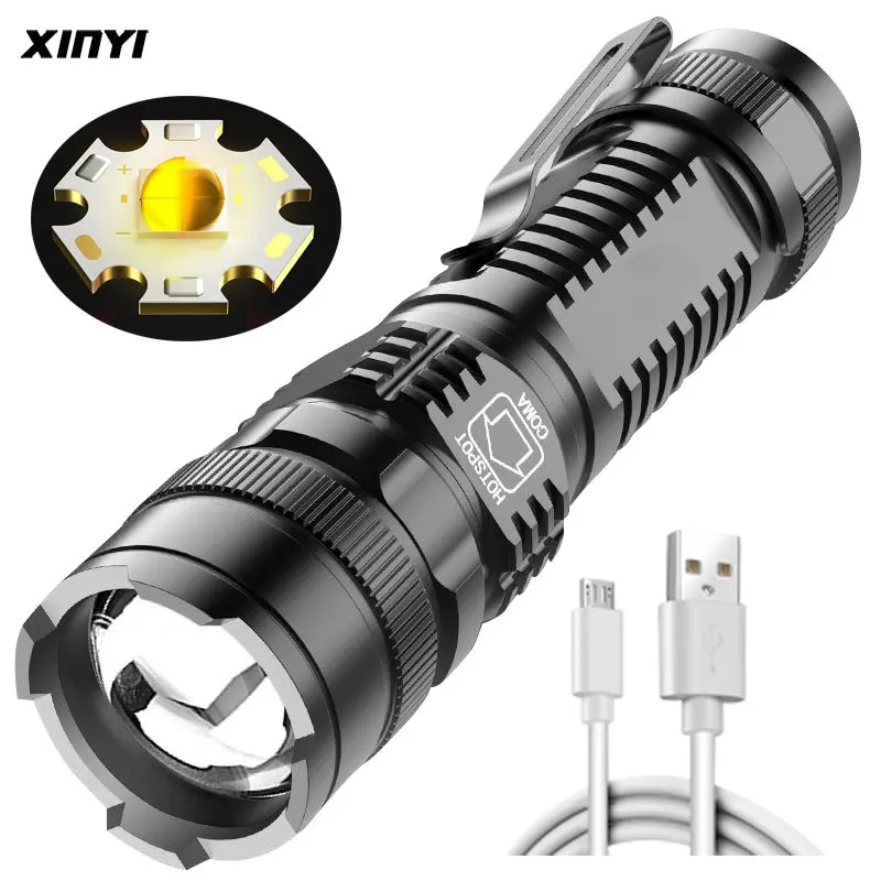 

Strong Bright Mini Led Flashlight Usb Rechargeable Battery Power Bank Function Torch Lantern for Outdoor Camping Fishing Hiking