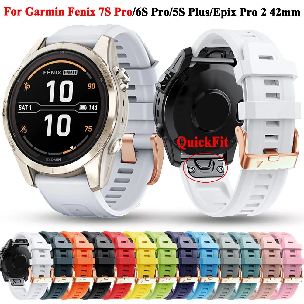 

Ремешок для наручных часов Quickfit 20 мм, силиконовый браслет для Garmin Fenix 7S 6S Pro 5S Plus, S70 Epix Pro 2 42 мм Instinct 2S