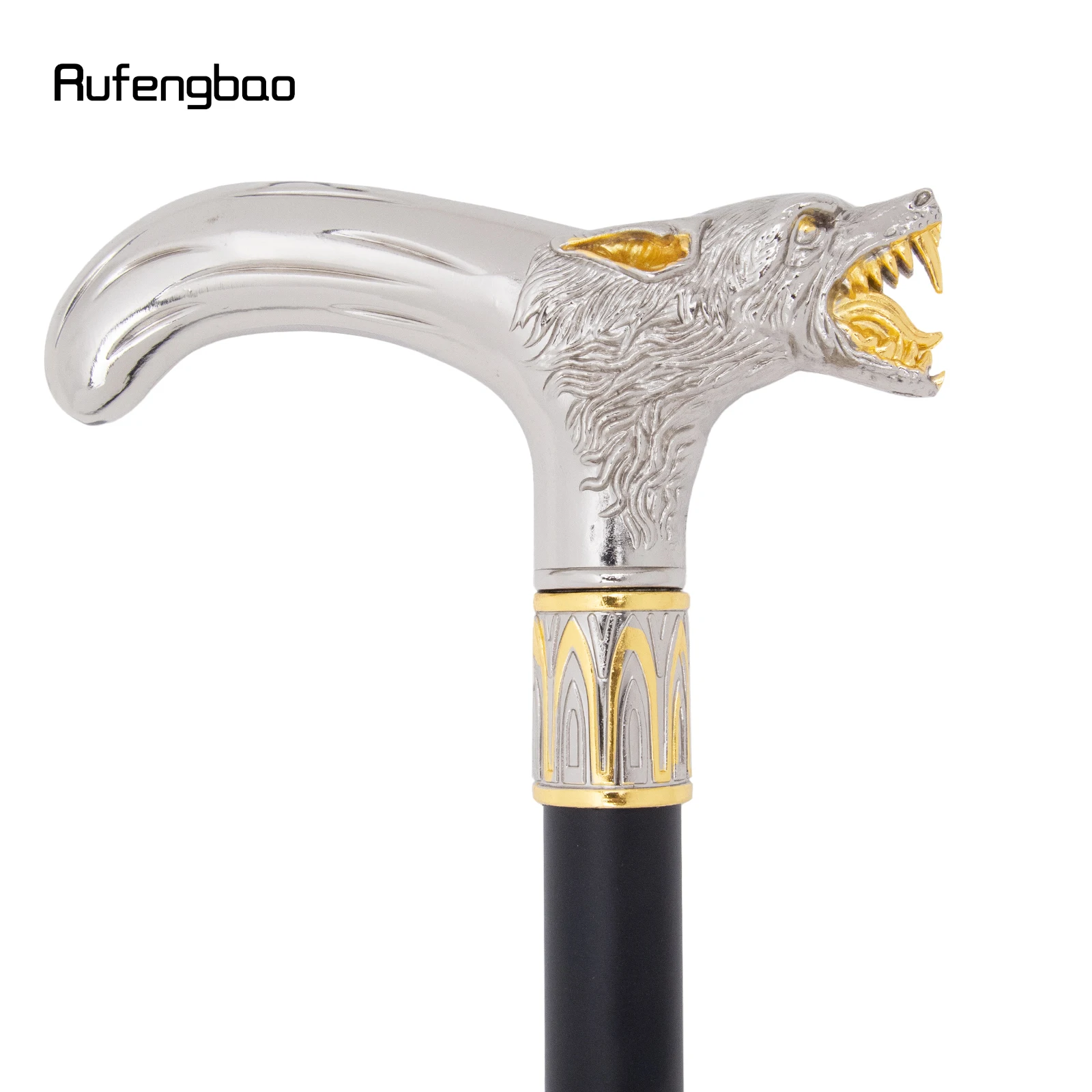 Золотисто-белая голова волка кусающая трость модная декоративная