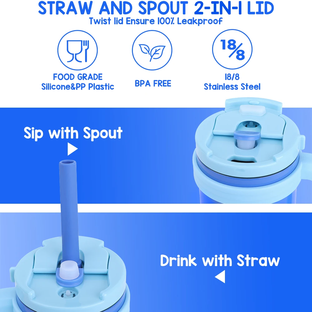420 мл детский изолированный стакан с соломой герметичный термос ручкой дорожная
