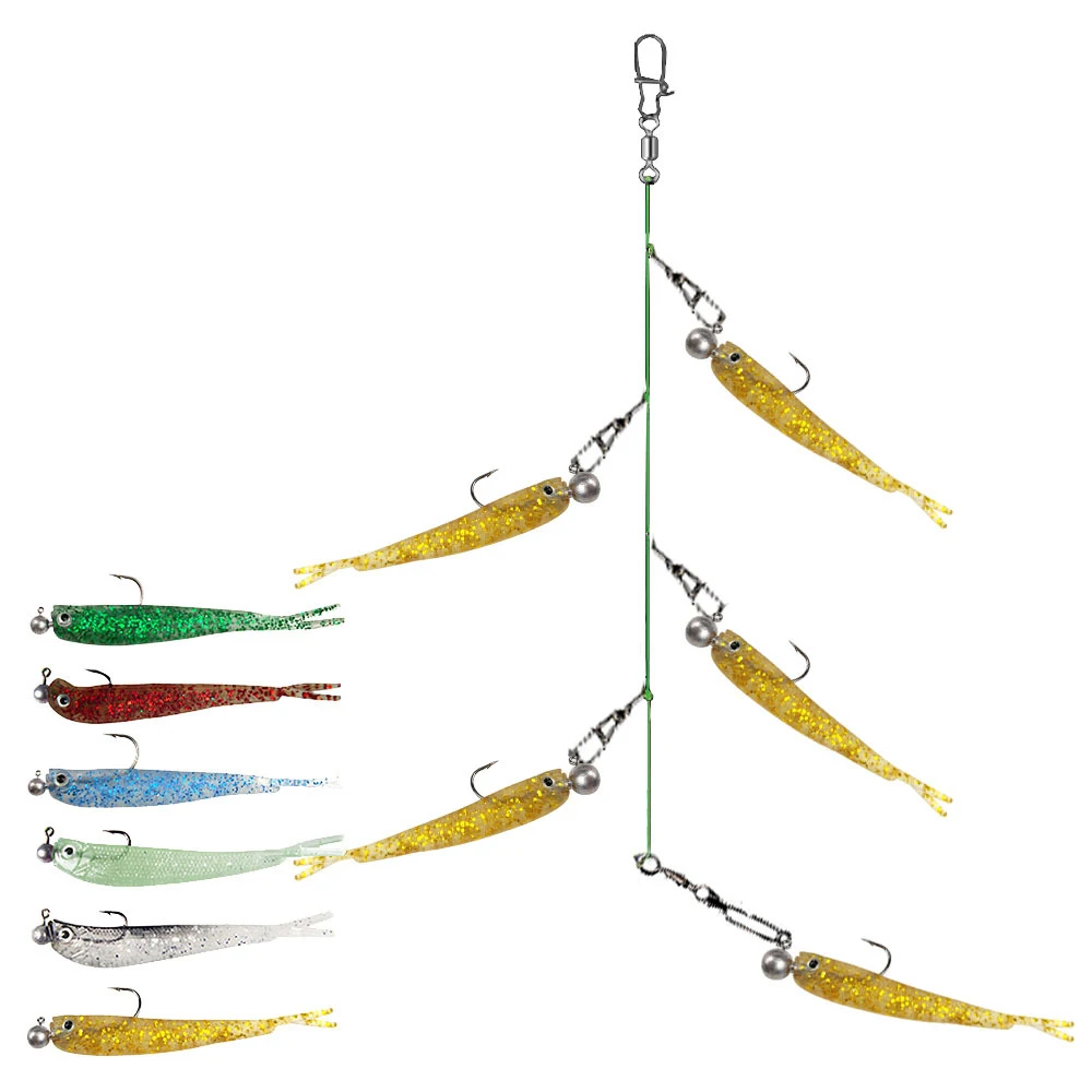 A set of bait Cluster Soft Lure Fishing Bait Pesca Jig Head T Tail Wobbler Metal Fish Sea Bass Leurre Tackle Swim Cast Bait