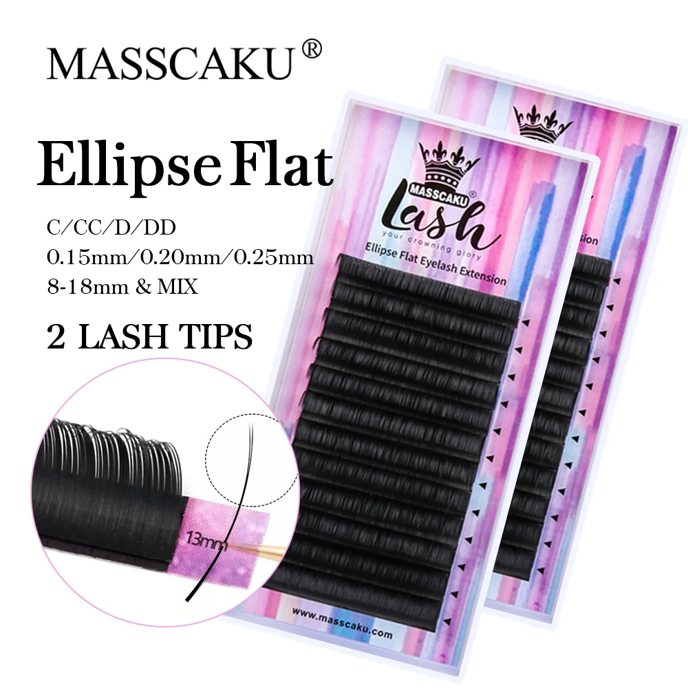 

MASSCAKU Ellipse Flat Lashes Silk Classic Individual Eyelashes Split Tips Shaped Wire make Up 0.15mm 0.2mm Suppliers