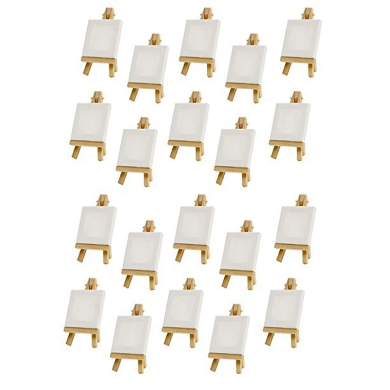 

20 Sets Mini Display Easel With Canvas 8X8cm Wedding Table Numbers Painting Hobby Painting Craft Diy