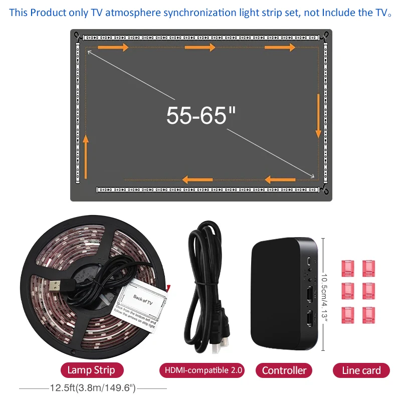 Подсветка для телевизора, синхронизация подсветки экрана, декоративное освещение, светодиодное освещение, декор комнаты, световая полоса RGB, окружающее освещение для телевизора