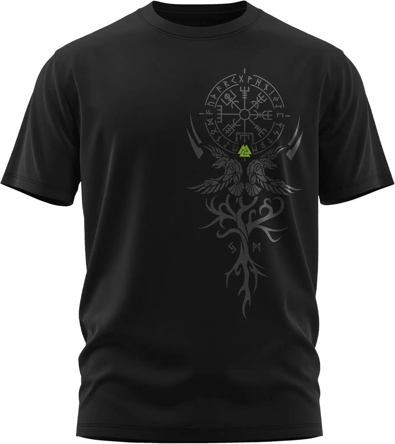 Фото Футболка с рунами в скандинавском стиле Odin Ravens Valknut Symbol Compass Vegvisir, 100% хлопок, с круглым вырезом и коротким рукавом, летняя повседневная мужская футболка №5