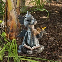 1 pcs dinosaur reading art sculpture resin figurine home decoration outdoor landscaping craft garden decor statue ornaments