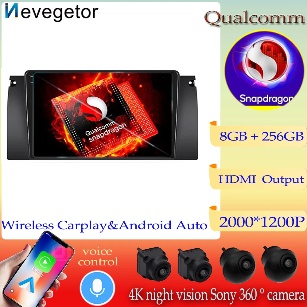 

Android 13 Qualcomm для BMW E39 1999-2005 2Din автомобильный радиоприемник DVD мультимедийный видеоплеер GPS-навигация 5G WIFI Carplay стерео BT