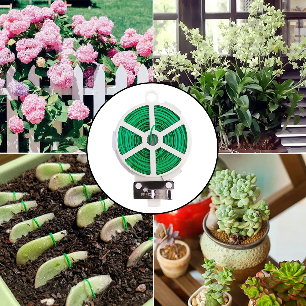 

Coiled Wire Fixed Rope 20/30/50/100M Garden Ties Iron Wire Steel Pipe Fittings With Cut Plant Ties Grafting Fixer