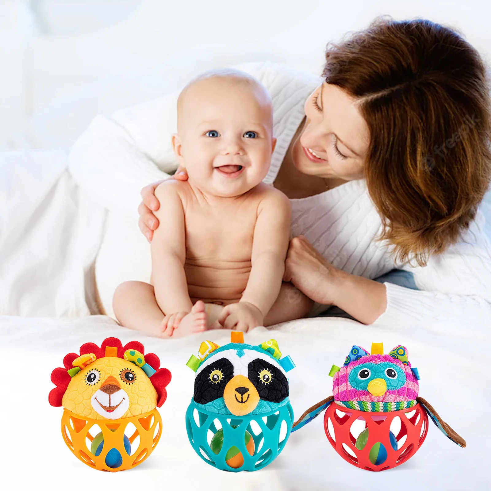 

Baby Teething Ball Baby Teethers Toys Soft Cute Baby Toys Tactile Perception Training Silicone Softball Classic Easy-Grasp Toy
