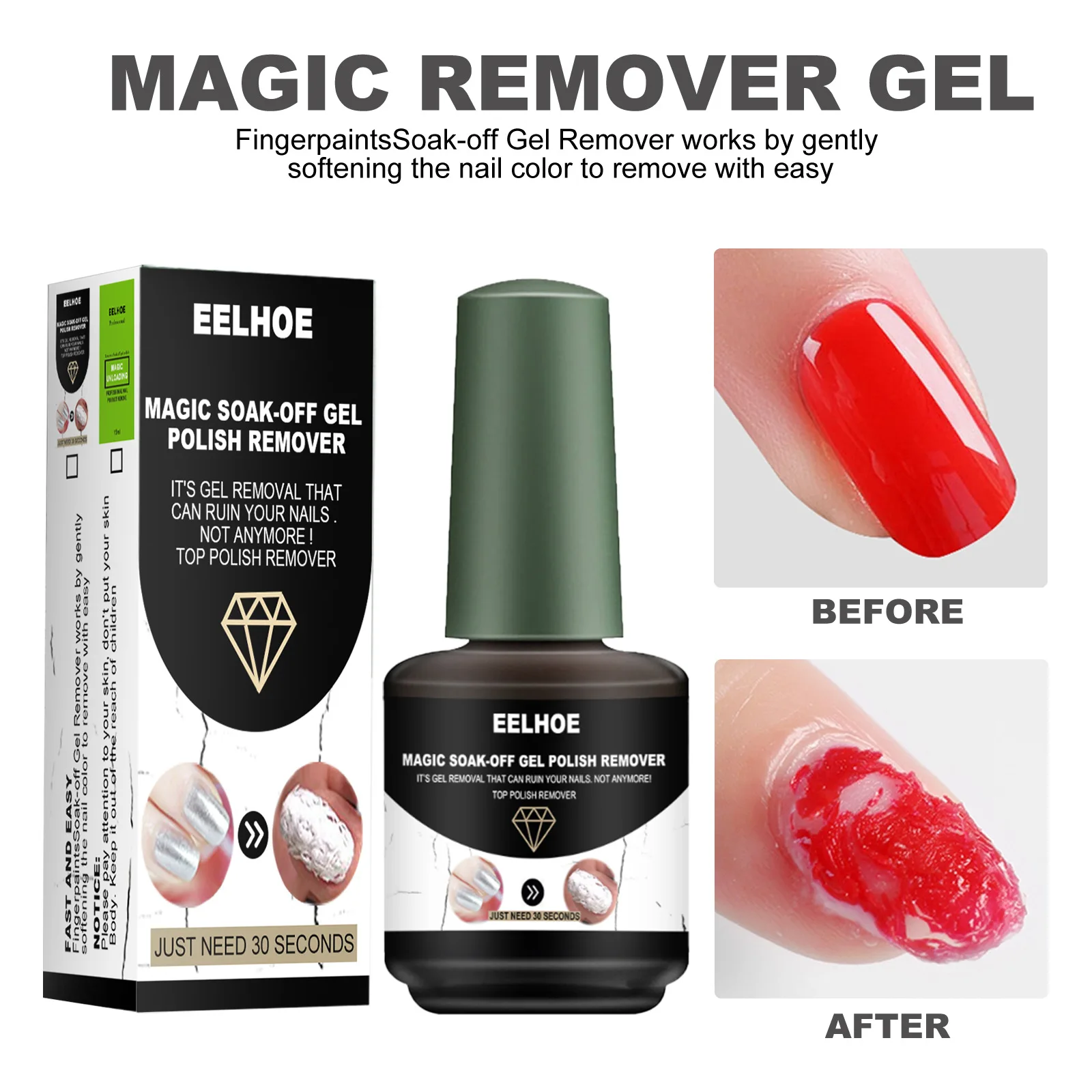 

Gel Nail Polish Remover Non-Irritating Soak Off Nail Cleaner Professional Easily Quickly Removes Gel Nail Polish Remover WH998