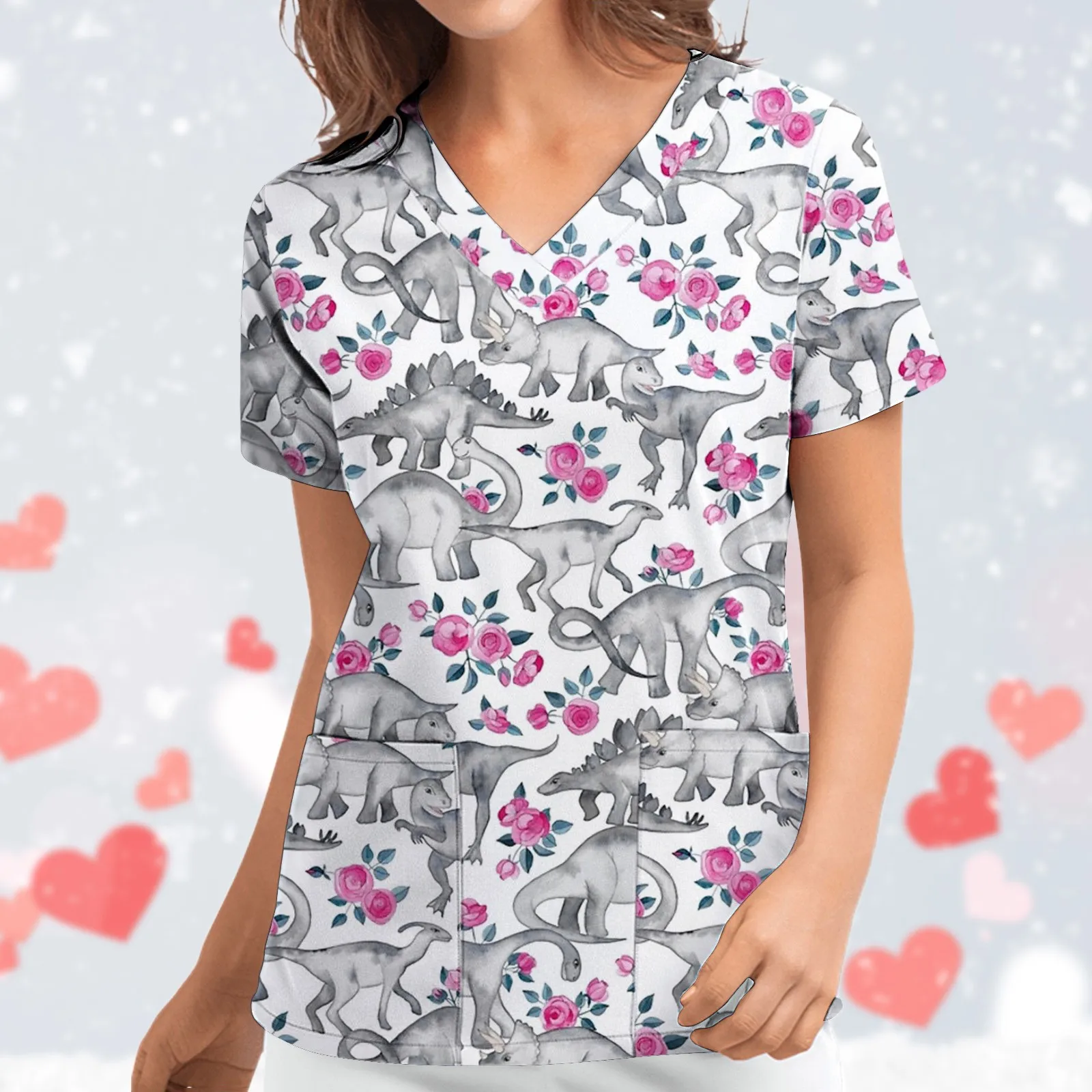 Униформа медсестры женские топы с принтом на День святого Валентина одежда для