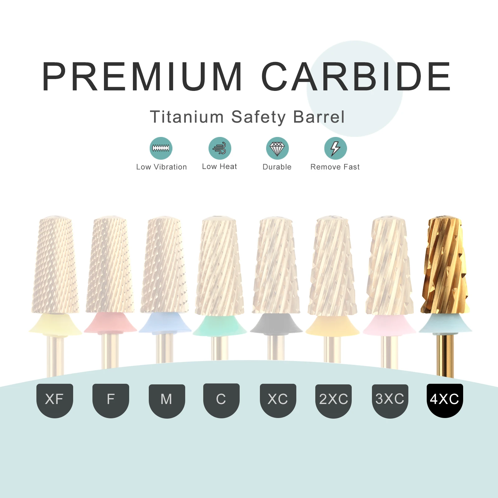 HYTOOS 4XC титановые конические сверла для ногтей безопасные твердосплавные