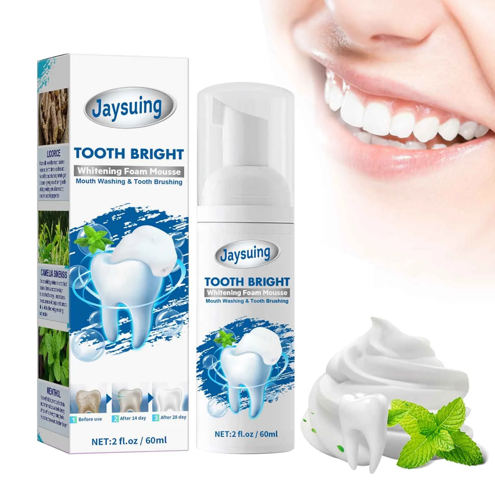 

HEALLOR Aloe Toothpaste And Mouthwash Tooth Mouth Foam Toothpaste Deep 60ml Whitening Fresh -Toothpaste Cleansing Press