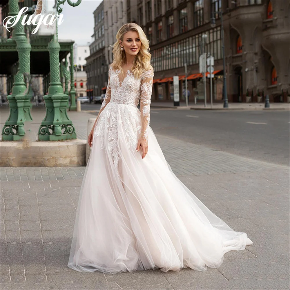 Купи Long Sleeve Boho Wedding Dresses V Neck Backless Ivory Lace Appliques Beach Bridal Gowns Bohemian Wedding Dresses Custom Made за 4,500 рублей в магазине AliExpress