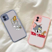 bandai tom and jerry phone case for iphone x xr xs 7 8 plus 11 12 13 pro max 13mini translucent matte case