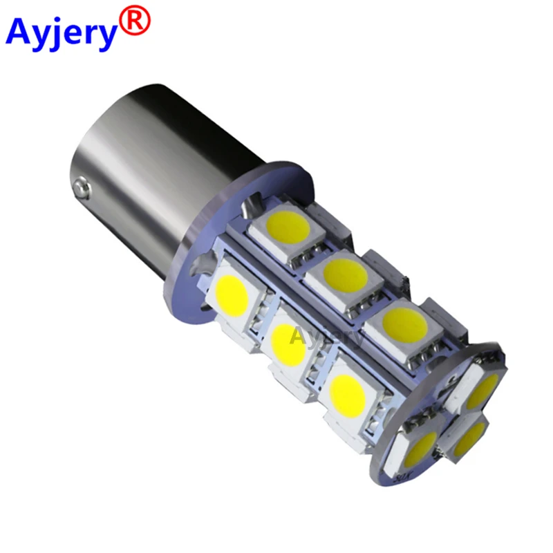 

AYJERY 100Pcs DC 12V P21W 1156 BA15S 1157 Bay15d 5050 18 SMD LED Bulb Car Lights Turn Signal Backup Reverse Tail Lamps White Red