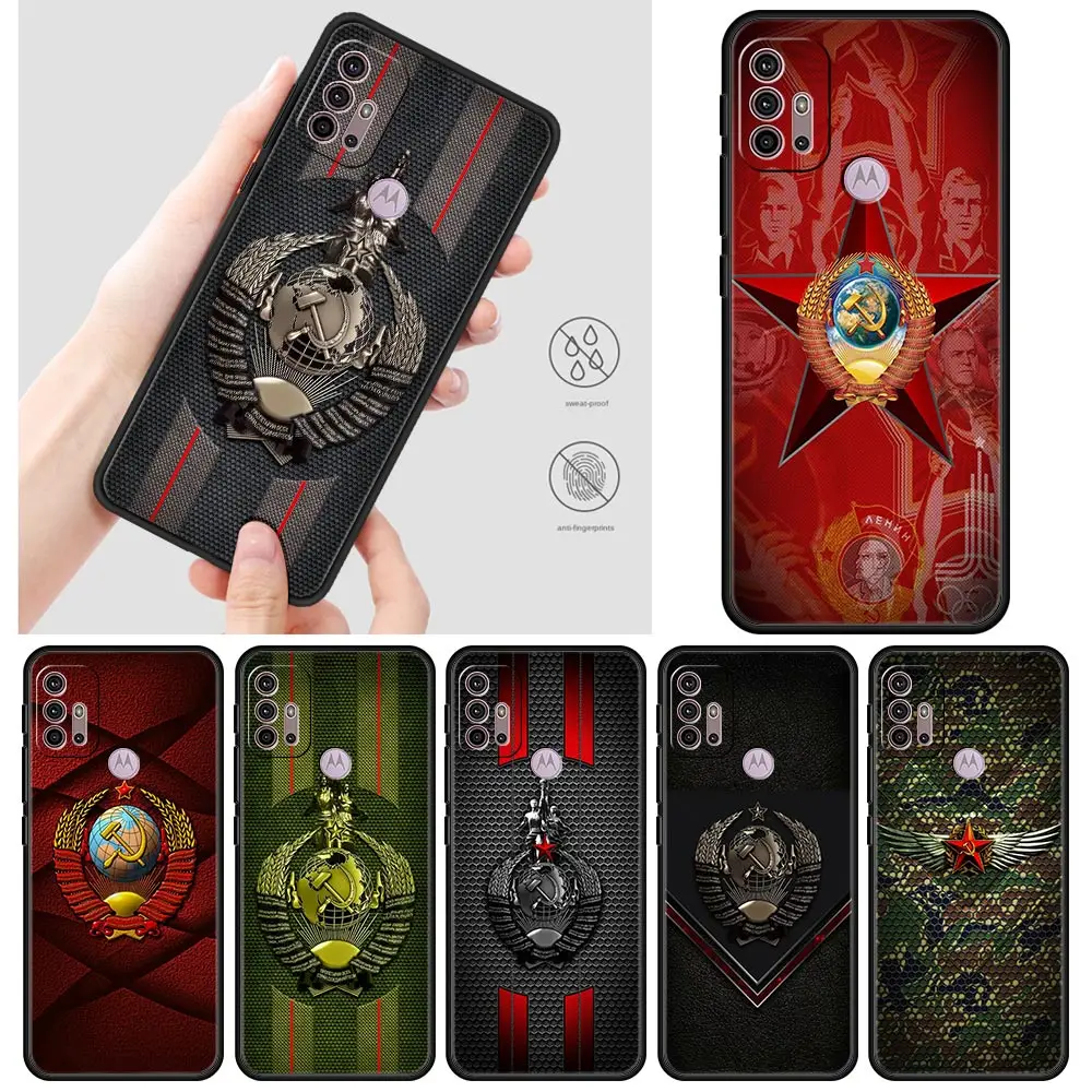 

Cover Case for Motorola Moto G30 G50 G60 G60S G8 G9 Power Lite Plus Play 5G Full Armor Luxury Coque USSR Flag Soviet Union