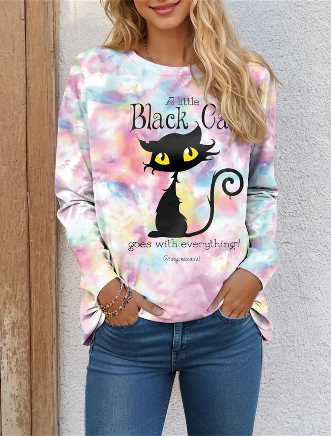 Футболка женская с длинным рукавом и круглым вырезом