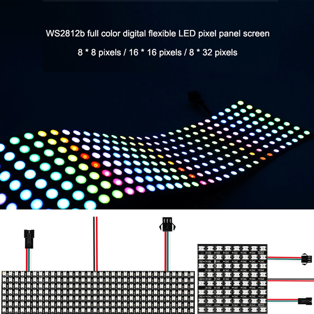 

WS2812B RGB Flexible 16x16 8x32 256Leds Pixel Panel Matrix Screen WS2812B ECO Led Module WS2812 IC Individually Addressable DC5V